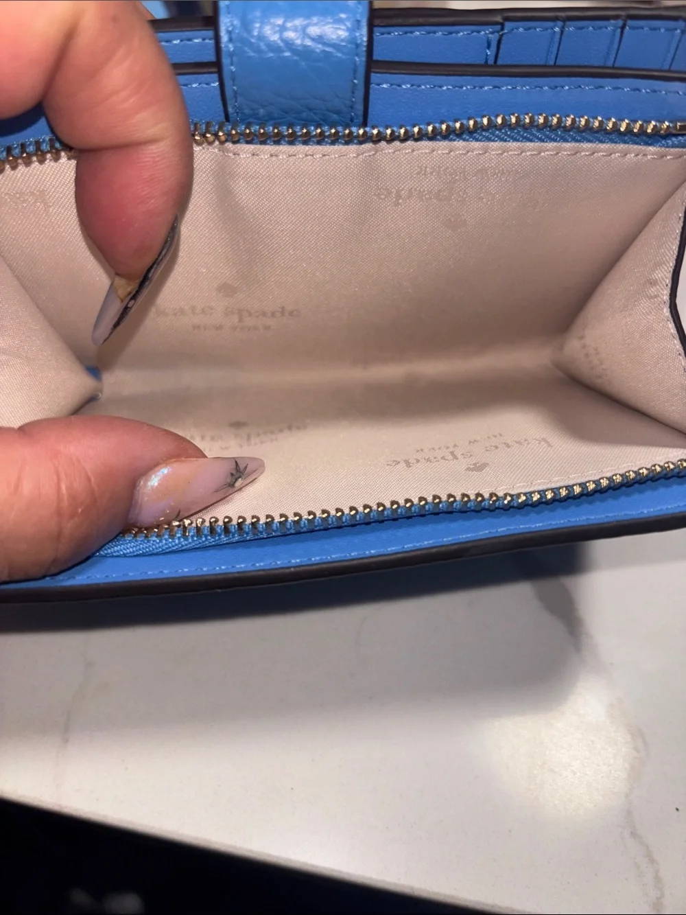 kate spade Pebbled Leather Wallet in Bright Blue